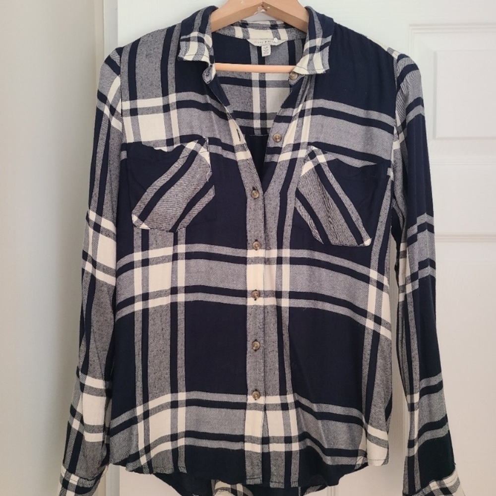 Lucky brand plaid western button up top size small